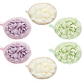 Bath Shower Pouf Sponge, 6 Pcs, Beige, Green, Purple