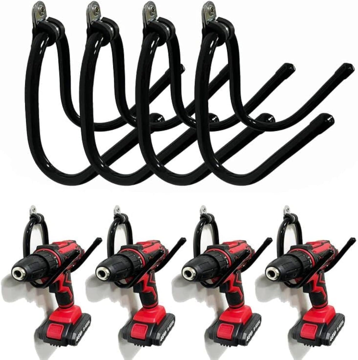 Power Tool Organizer - Wall Mount Garage Storage Rack, Hanger Hooks for Drills, Cables, Accessories & Tool Box