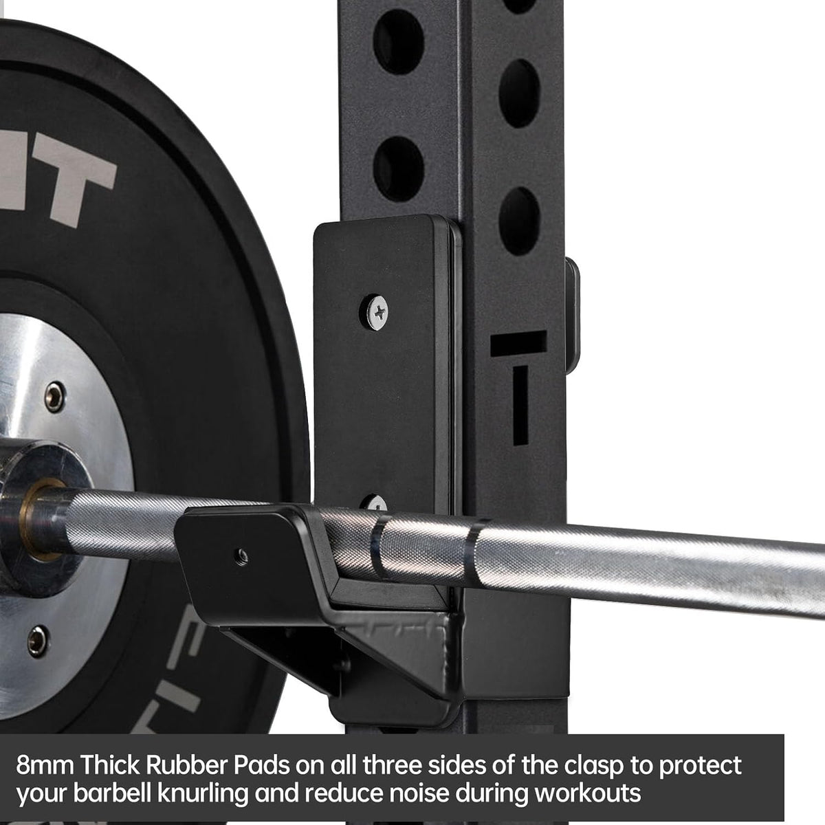 J Hooks for 2" x 2" Power Rack, Rubber Pad J-Hook for Power Cage, Bottom Reinforced Steel J Cups for Squat Rack