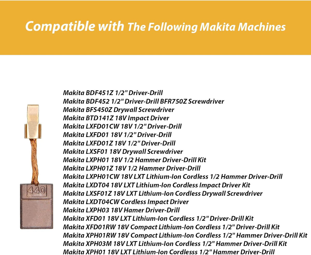 10Pack Carbon Brush Replacement Part for Makita CB-440 CB-448 CB-436 195021-6 194427-5 194159-4 TD134D BFS440 BDF446