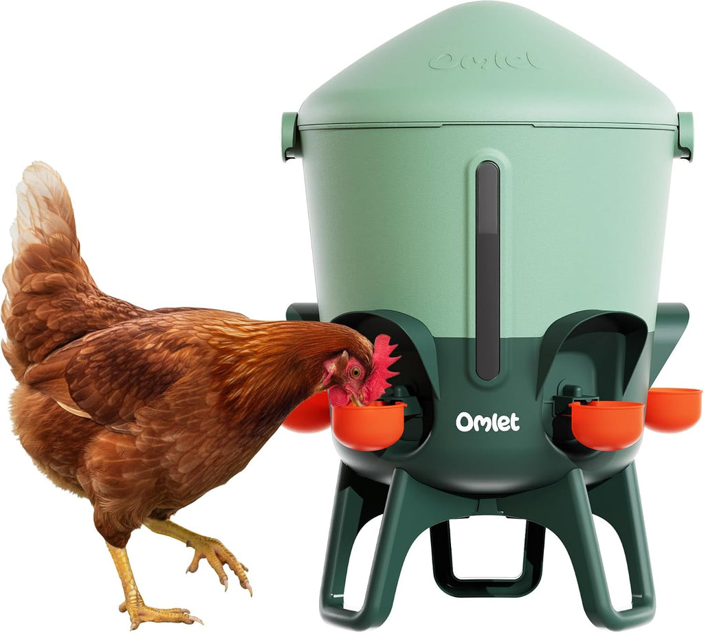 Insulated Chicken Waterer, 3 Gallon | Automatic Poultry Water Dispenser with 5 Cups & Nipples Included | BPA-Free |