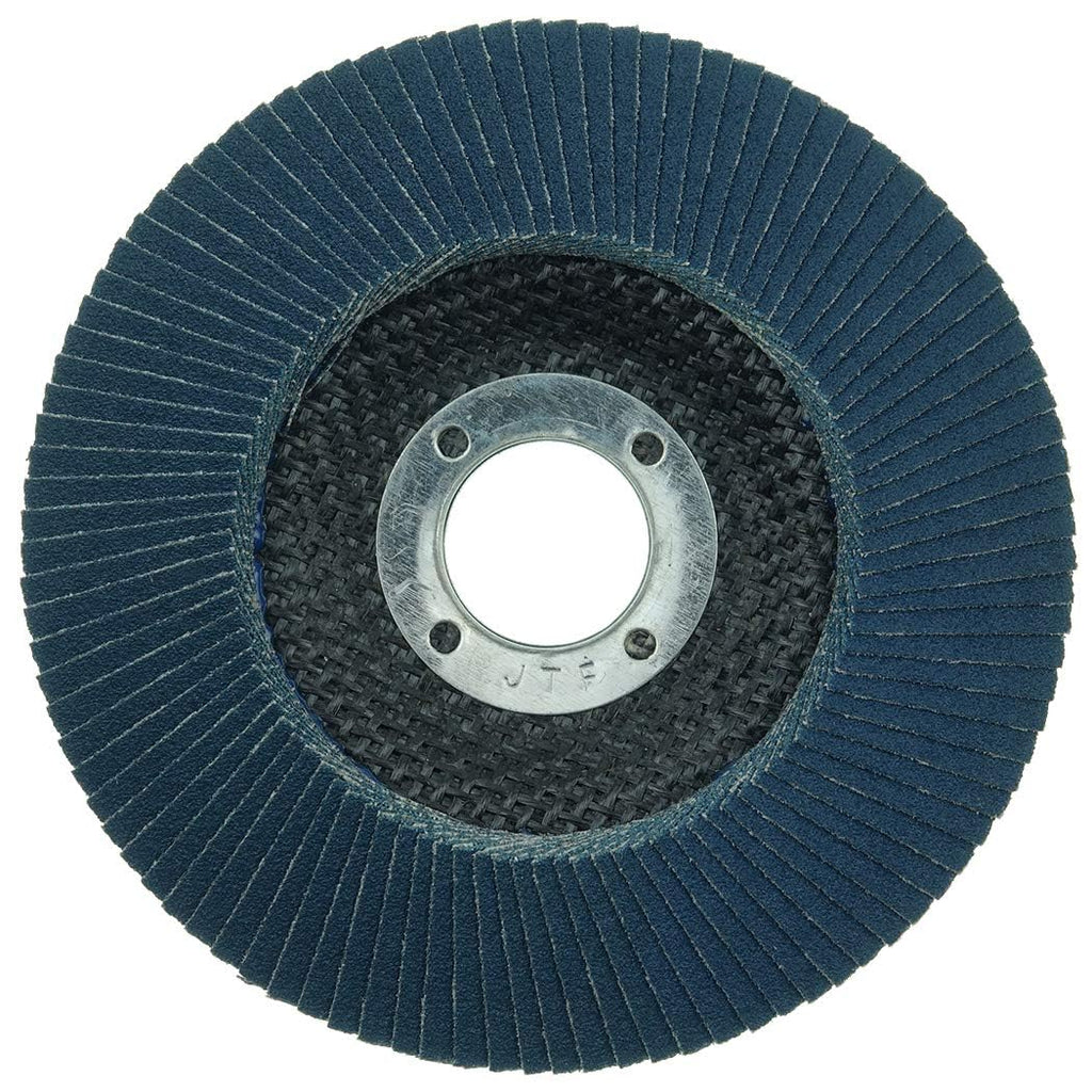 Weiler 50606 Tiger 7/8" Arbor, 4-1/2" Diameter, 120 Grit, Zirconium, Phenolic Backing, Angled Abrasive Flap Disc (Pack of 10)
