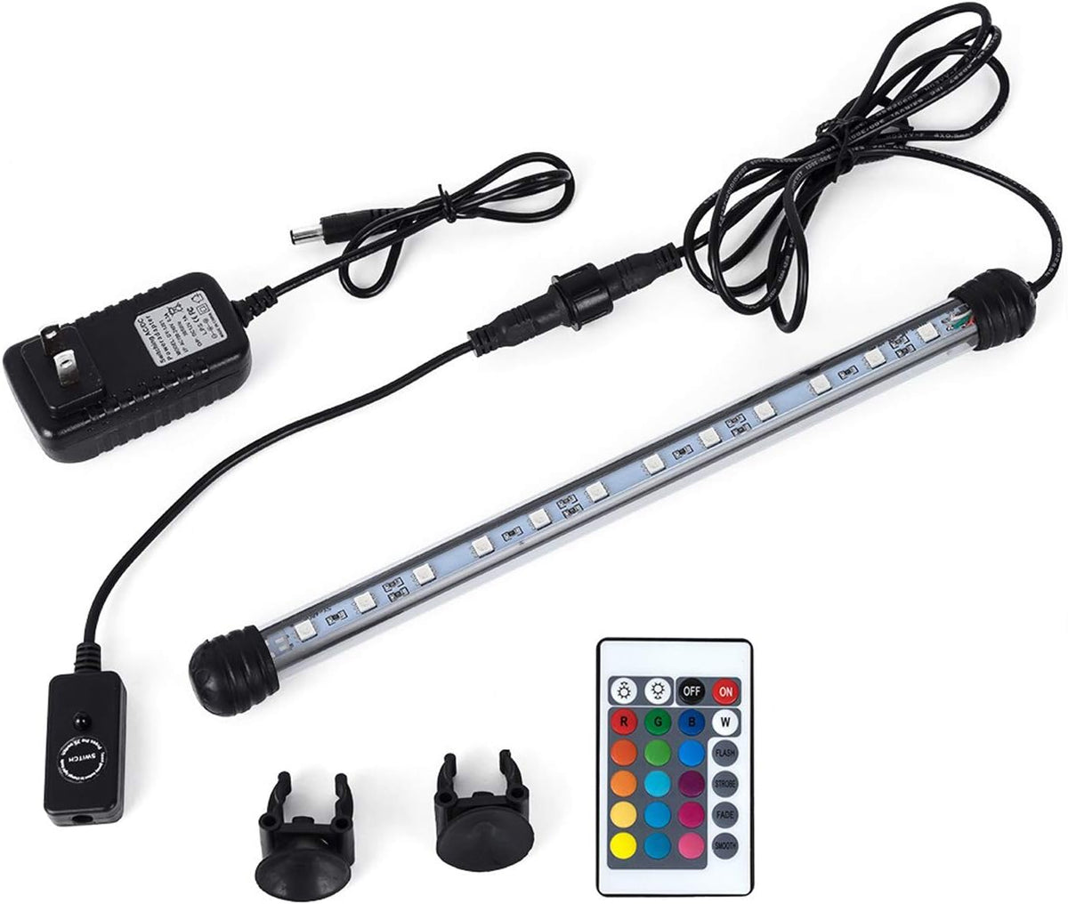 8 in Submersible LED Aquarium Light, 1.2W Color Changing Fish Tank Light with Remote Control, IP68 Crystal Glass 9