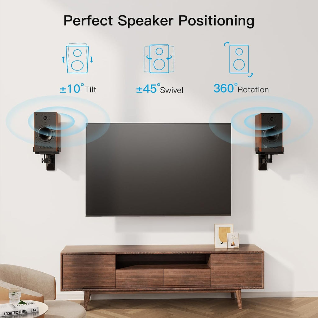 Speaker Wall Mounts, Dual Side Clamping Bookshelf Mounting Bracket, Speaker Mounts for Surround Sound, Bookshelf