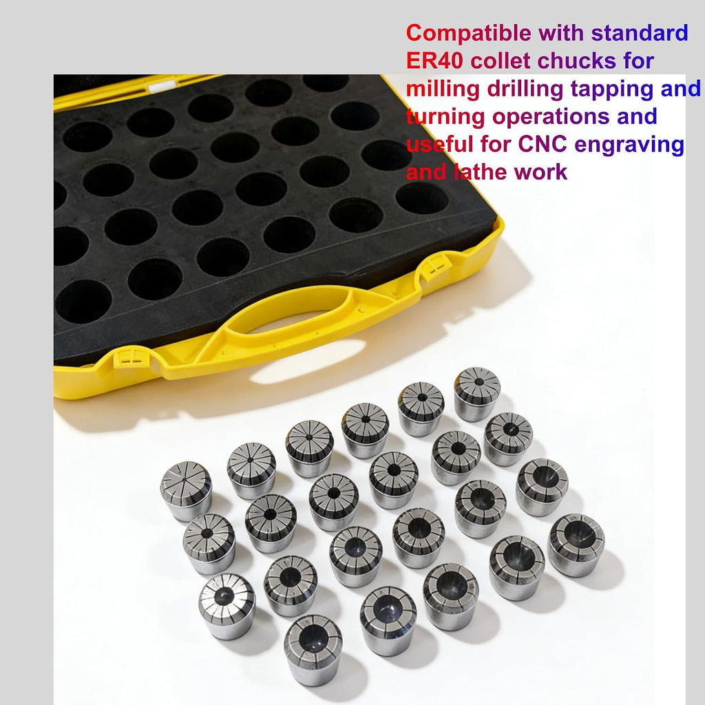ER40 Collet Set 23 PCS, 1/8"-1" Precision Spring Collets