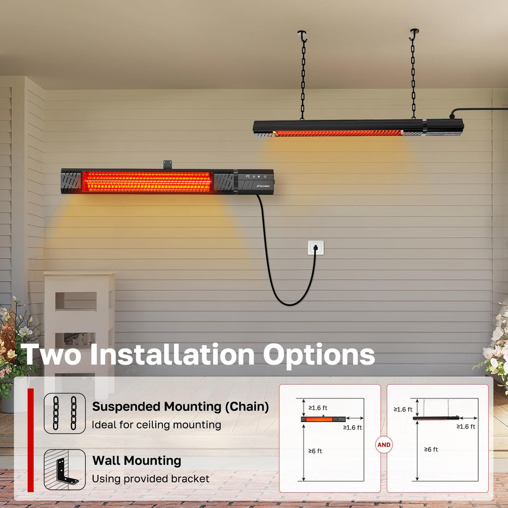 Outdoor Patio Heater 1500W 120V Plug-in, Infrared Carbon Fiber