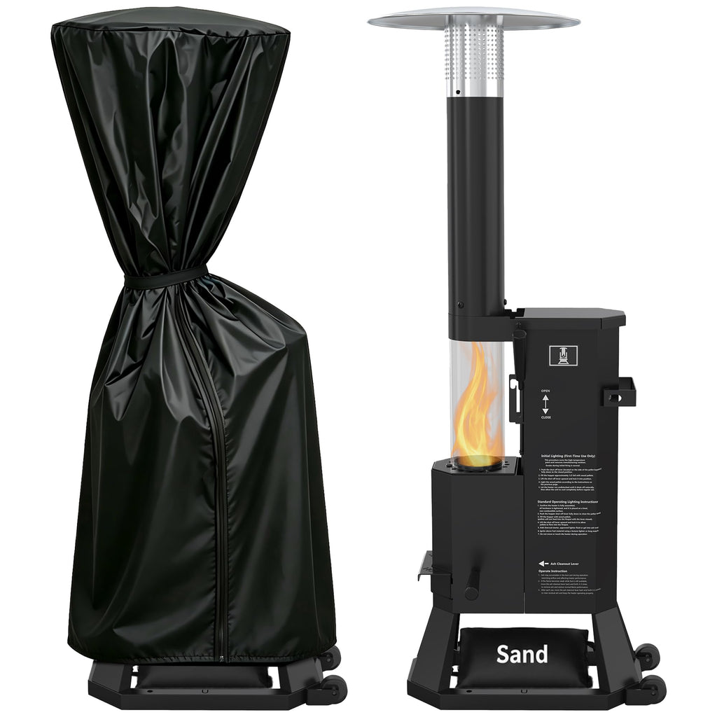 25,000 BTU Wood Pellet Patio Heater with Glass Tube