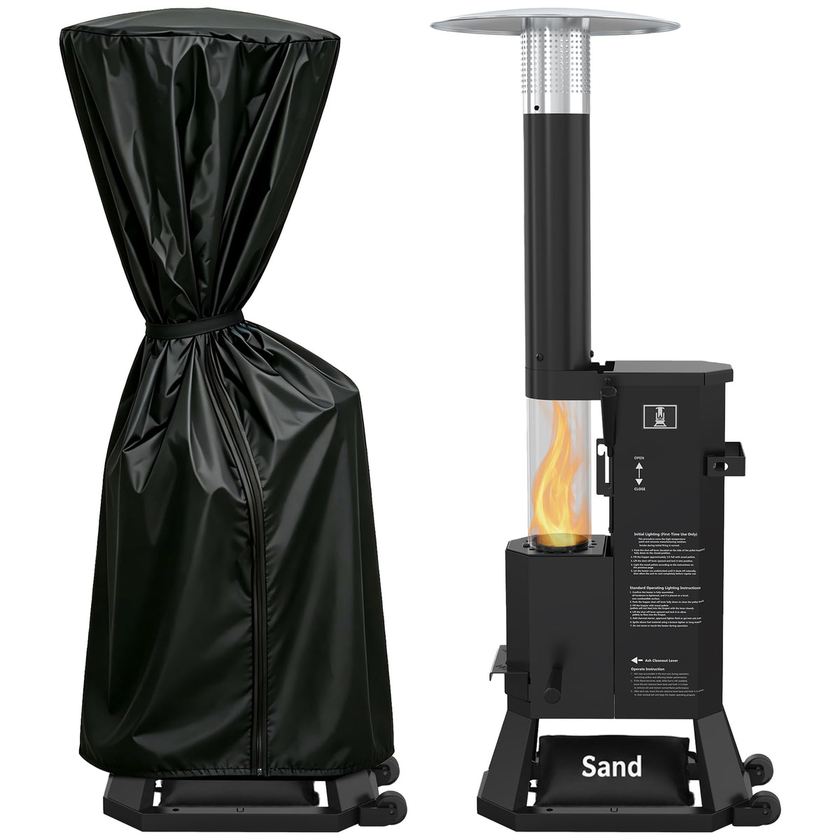 25,000 BTU Wood Pellet Patio Heater with Glass Tube