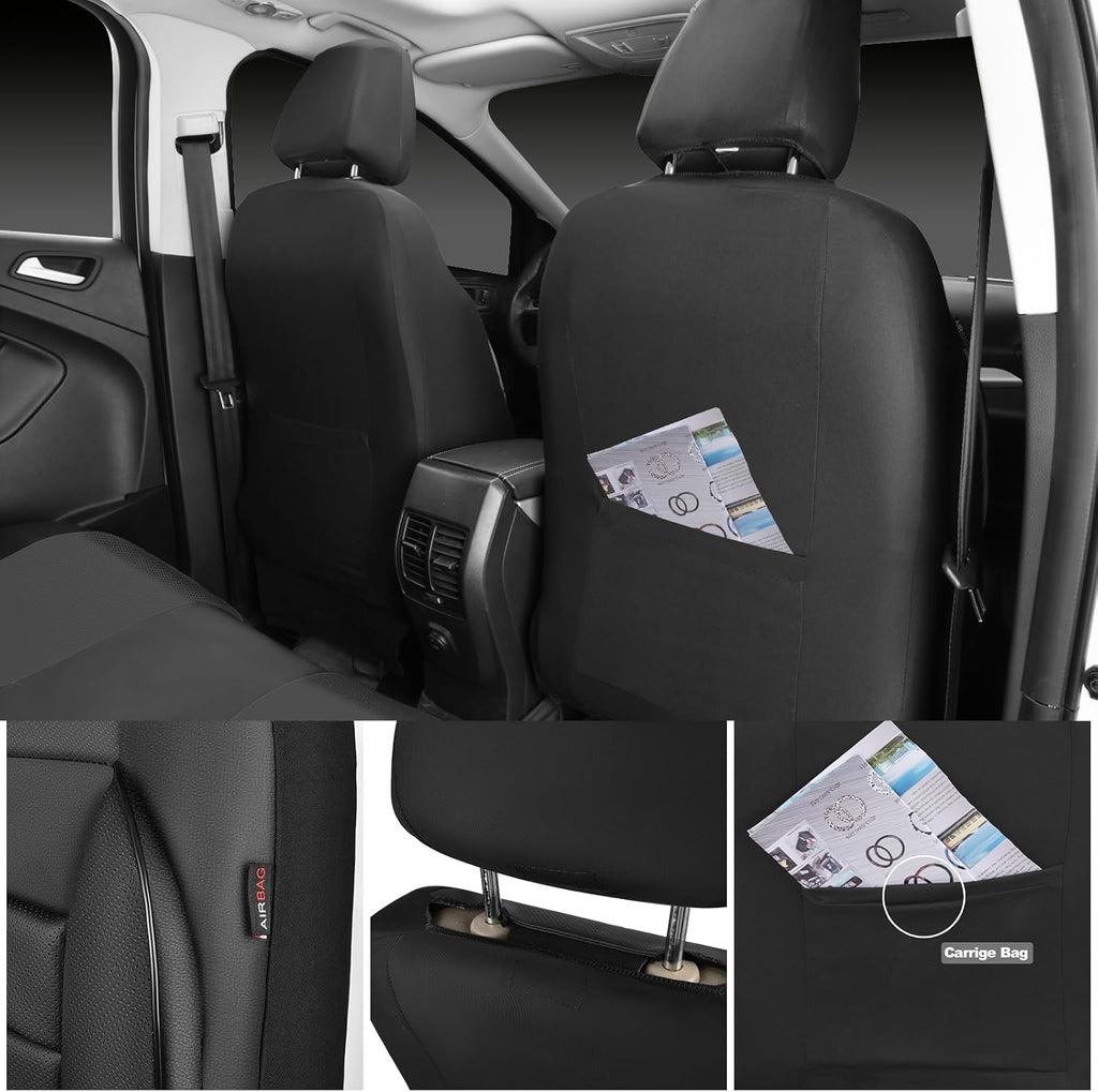 Faux Leather Car Seat Covers Front Seats Only, 3D Foam Support Car Seat Covers, Universal fit for Trucks Vans SUVs
