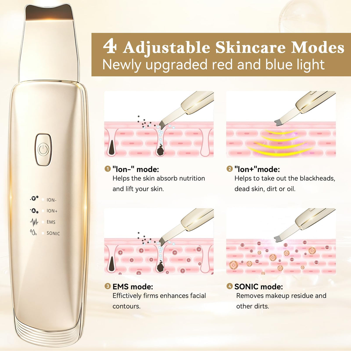 Blackhead Remover Tools, 4 in 1 Skin Scrubber Face Spatula for Pore Cleaner
