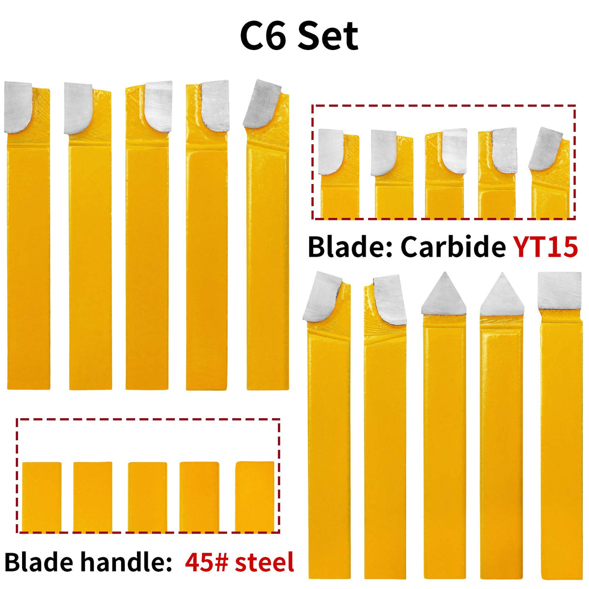 20 pc 1/2"Carbide Tip Tipped Cutter Tool Bit Cutting Set
