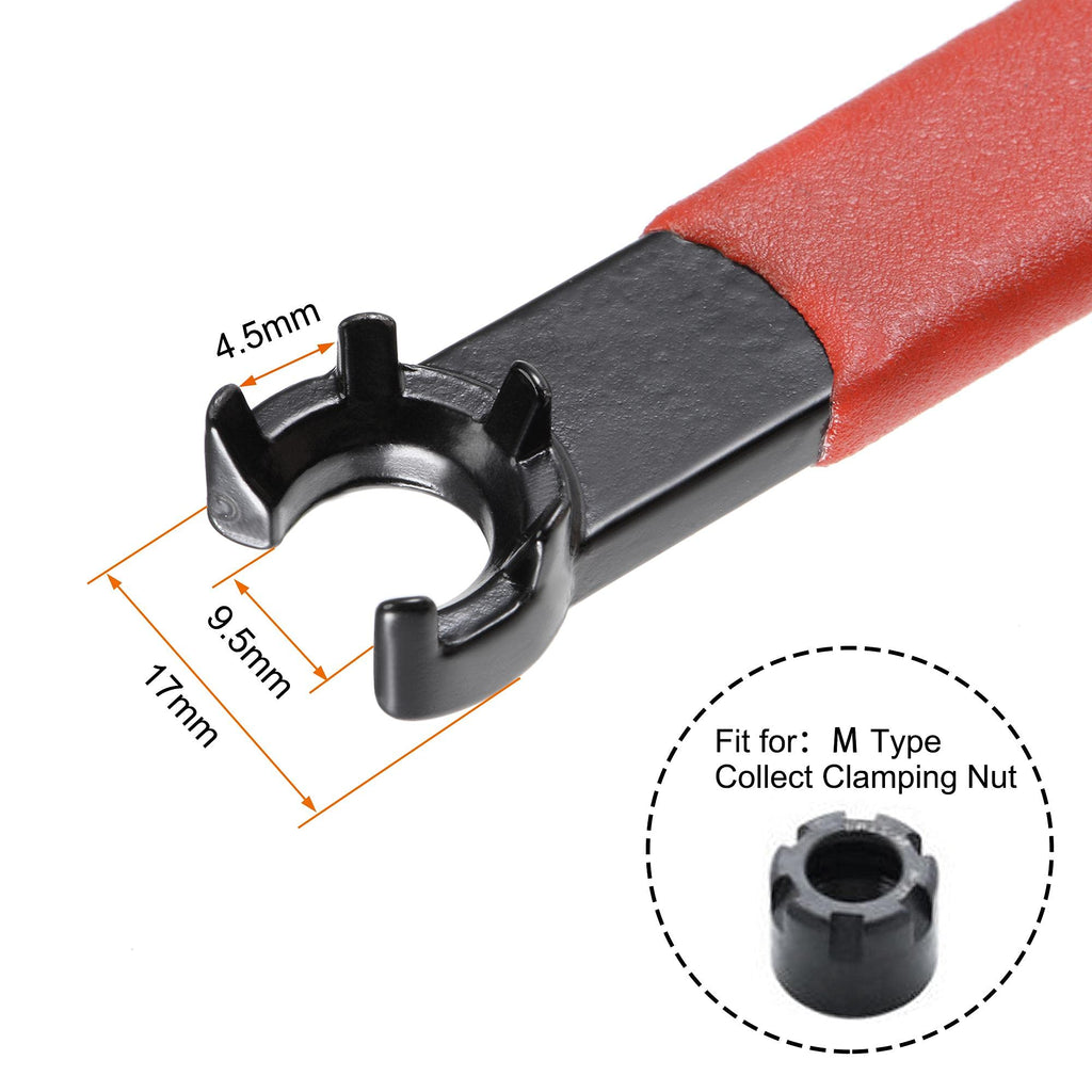uxcell Collet Chuck Wrench Spanner for ER11M Clamping Nut Milling Machine Lathe Chuck Holder Tool with Red Non-slip Handle 2pcs