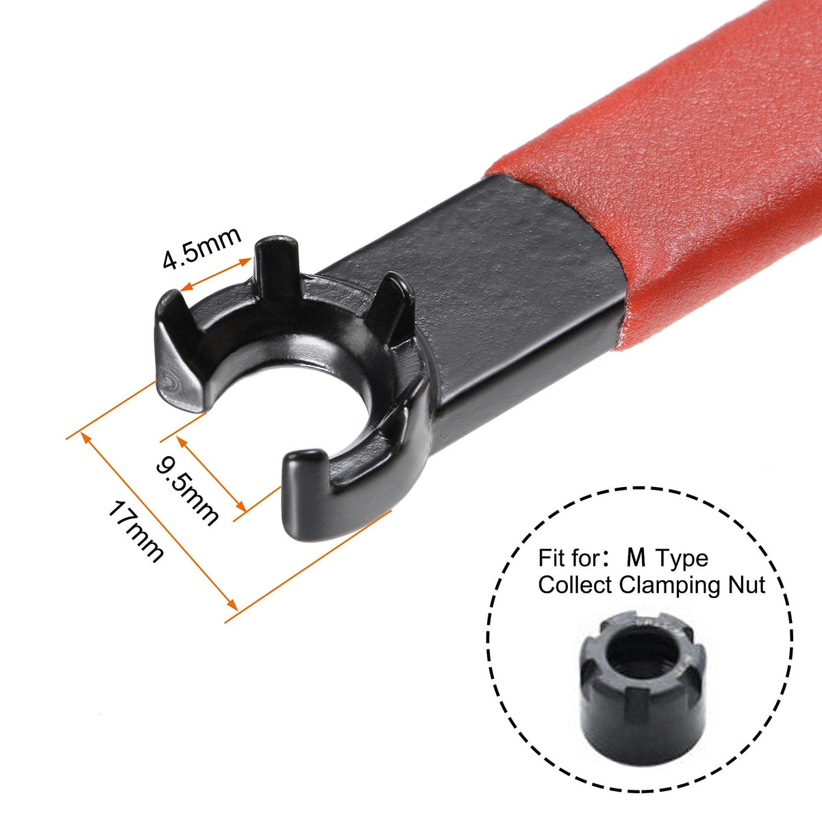 uxcell Collet Chuck Wrench Spanner for ER11M Clamping Nut Milling Machine Lathe Chuck Holder Tool with Red Non-slip Handle 2pcs