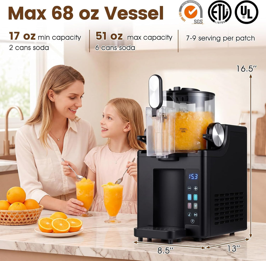 Slushie Machine for Home, 68 oz Frozen Drink & Slushy Machine, 4 Presets, LED Display, Auto Cleaning, Soft Serve Ice