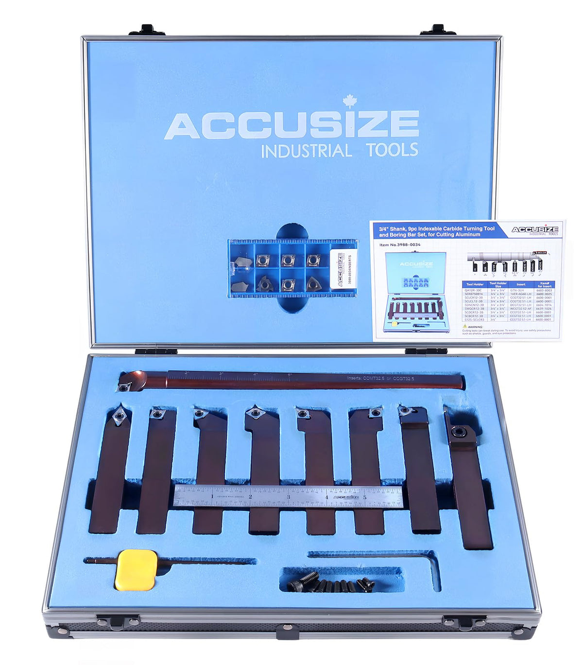 Accusize 3/4 in Shank Indexable Carbide Turning Tool Set, 3988-0034