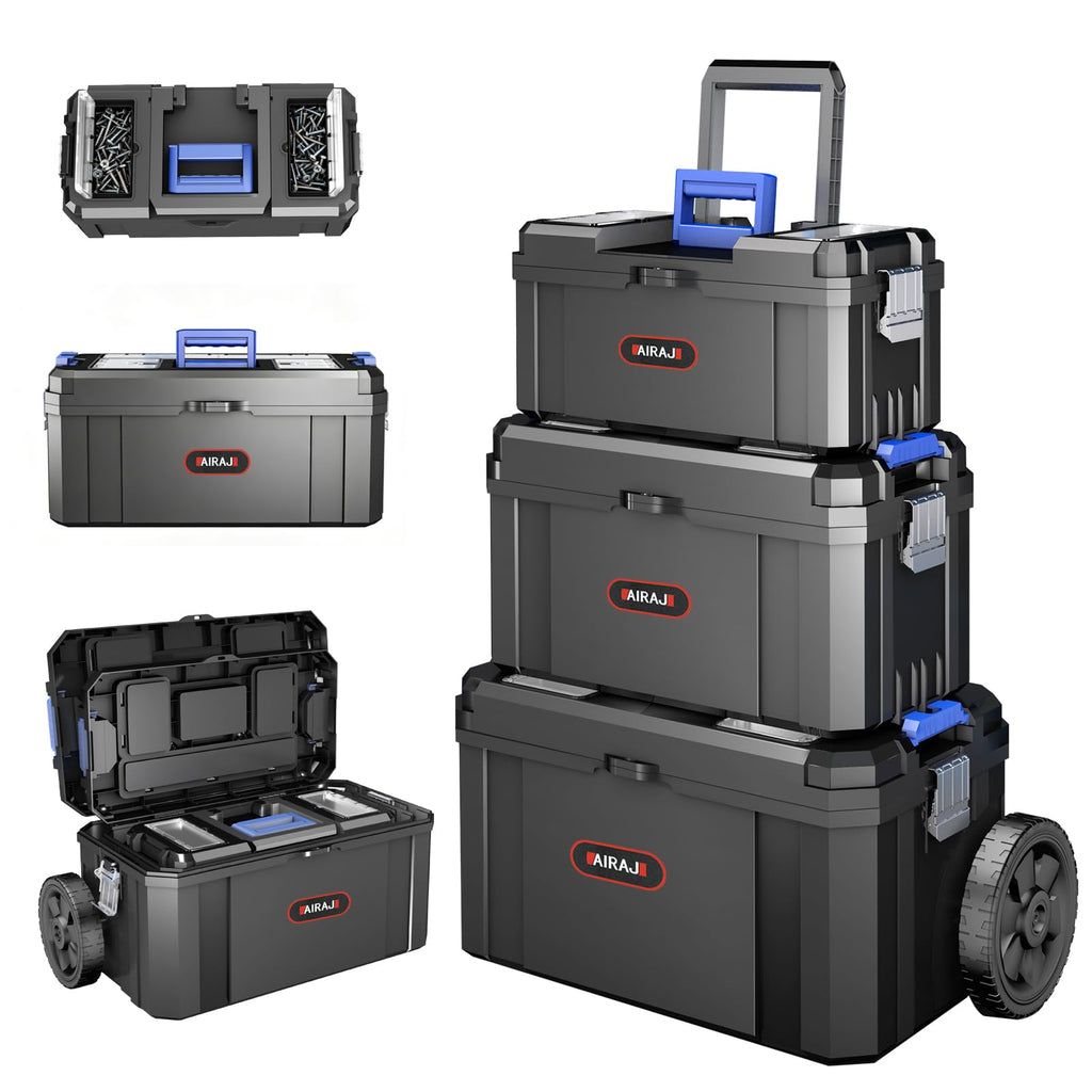 3-In-1 Rolling Tool Box with Wheels, Stackable Tool Box,17+19+21"