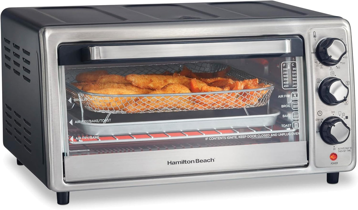 Sure-Crisp Air Fryer Toaster Oven, 6 Slice Capacity, Stainless Steel Front Panel, R31418 (Renewed)