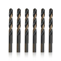 Drill America 15/32" High Speed Steel Black & Gold KFD Split Point Mechanic Length Drill Bit with 3-Flat Shank (Pack of 6), KFD Series