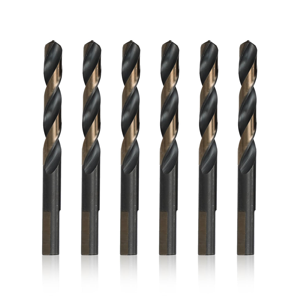 Drill America - KFDML27/64P6 27/64" High Speed Steel Black & Gold KFD Split Point Drill Bit with 3-Flat Shank (Pack of 6), KFDML Series