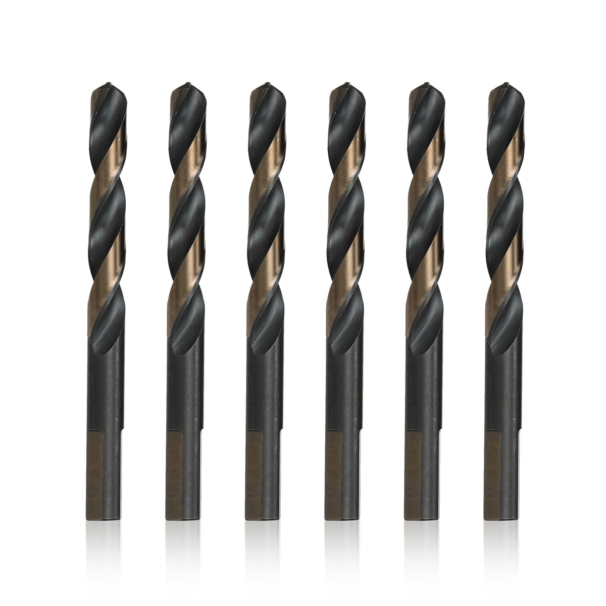 Drill America - KFDML27/64P6 27/64" High Speed Steel Black & Gold KFD Split Point Drill Bit with 3-Flat Shank (Pack of 6), KFDML Series