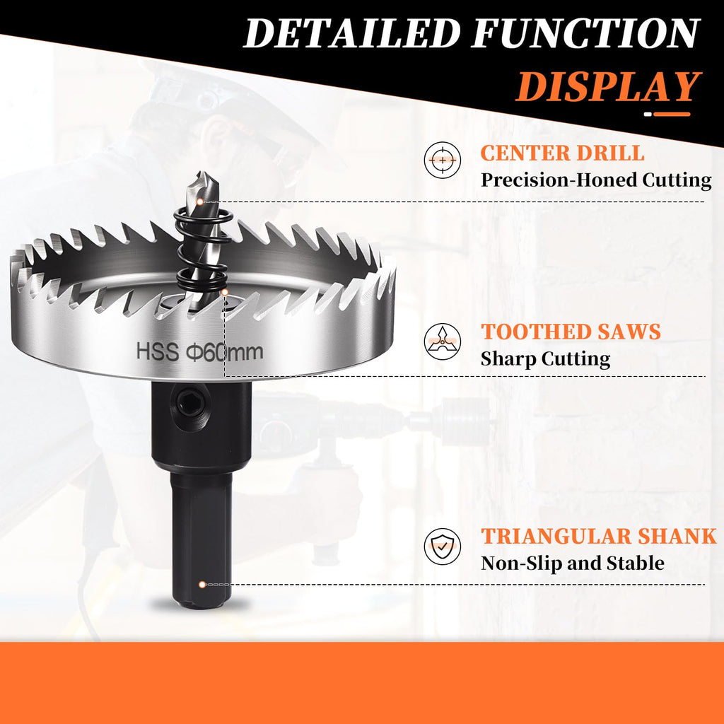 METALLIXITY Hole Saw 60mm 2-3/8" 4241 High Speed Steel for Metal Silver