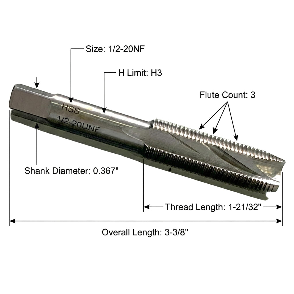 Accusize Industrial Tools Spiral Point Tap, 1/2-20NF, SPT-1/2-20x5