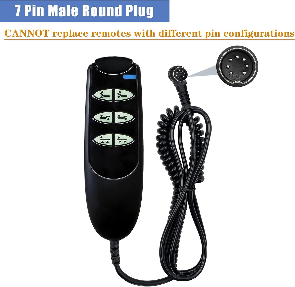6 Button 7 Pin Remote Hand Control Handset for Electric Hospital Beds
