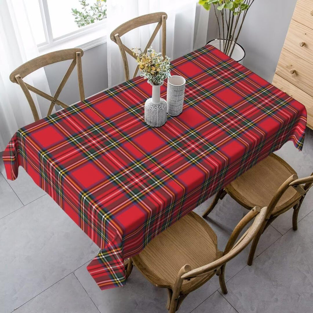 Christmas Tablecloth 60 x 84 Inch Rectangle Red Green Buffalo Plaid Tablecloth Dust-Proof Wrinkle Resistant Rustic