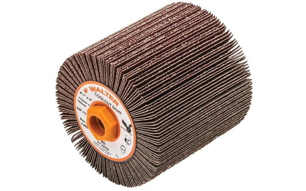 Walter 07J446 COOLCUT Linear Finishing Flap Abrasive Drum - 60 Grit, 4-1/4 in. Surface Finishing Drum. Finishing Products and Accessories