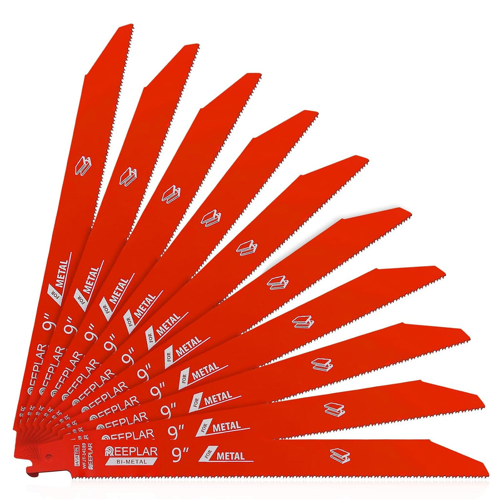10 Pack 9 inch 14/18 TPI Bi-Metal Auto Dismantling Sawzall Blade for Metal