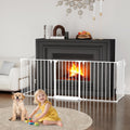 127.5" Wide Heavy-Duty Metal Fireplace Hearth & Christmas Tree Safety Fence Gate with Configurable Panels for Indoor Hearth, Stove & Holiday Tree Protection