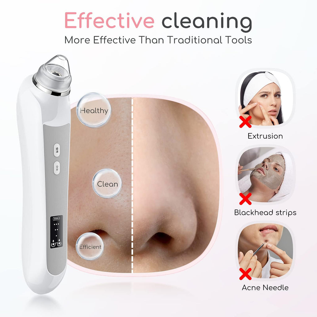 HD Camera USB Blackhead Remover Vacuum, 3 Modes 6 Suction Heads(Silver)
