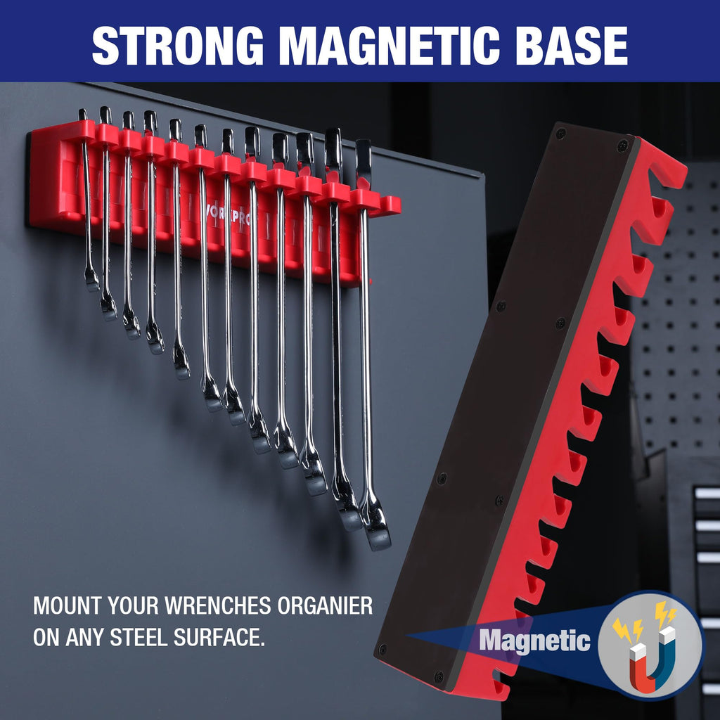 2-Piece Magnetic Wrench Organizer, 24 Slots Wrench Holder