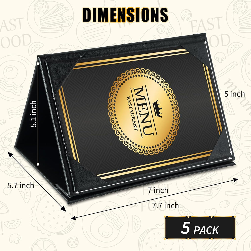 Leatherette Table Tents Triangle Menu Holders 5"x 7", 5 Pack 3-Side