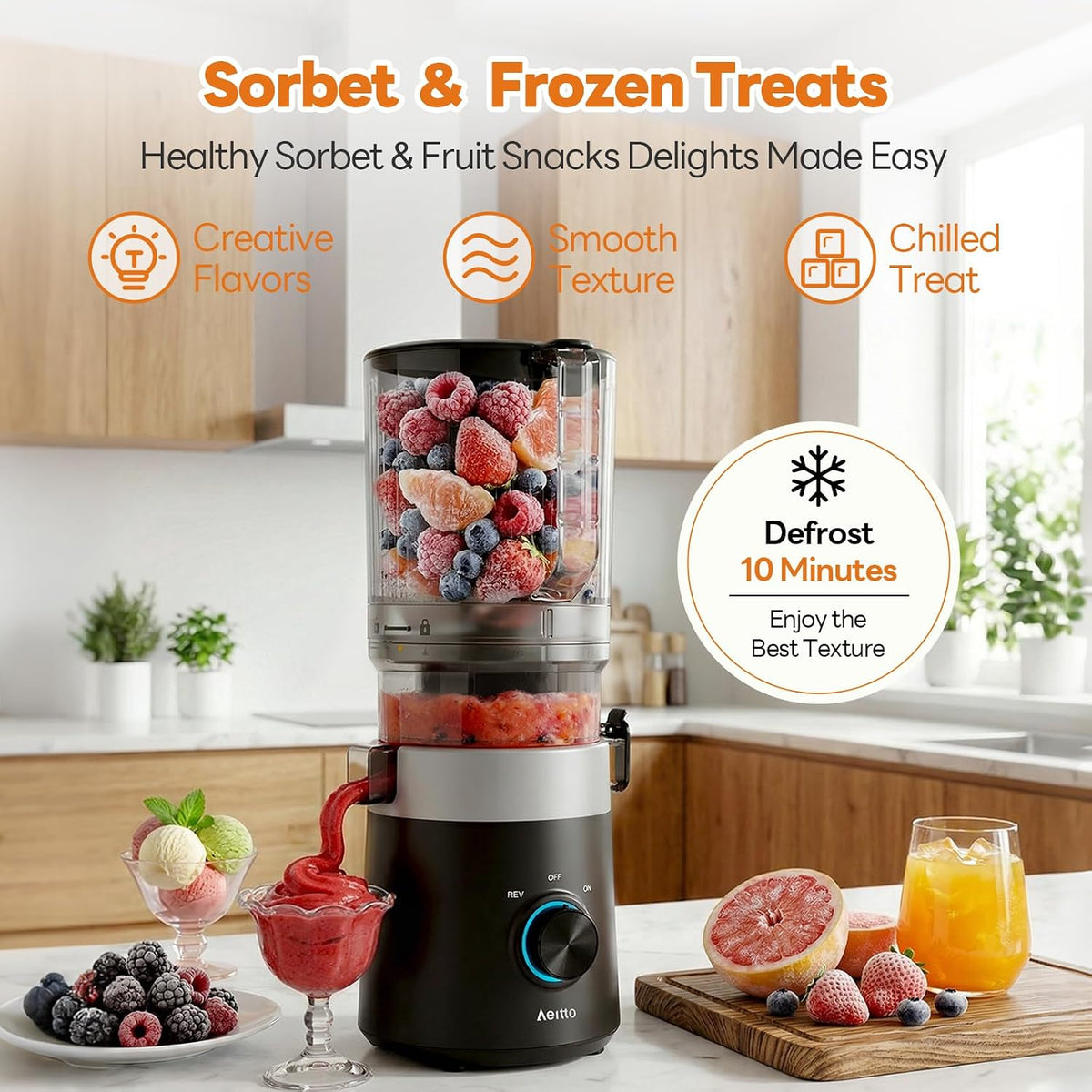 3-in-1 Juicer Machines, 6.0" Wide Mouth, Filter-Free Easy to Clean | Juice, Sorbet & Nut Milk | Cold Press Juicer for