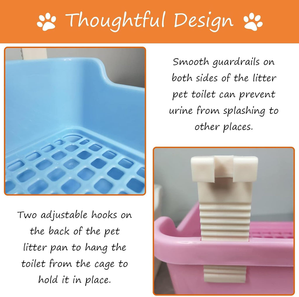 Large Rabbit Litter Box Deep Bunny Corner Toilet Box Double-Deck Small Animal Potty Trainer with Hooks for Adult