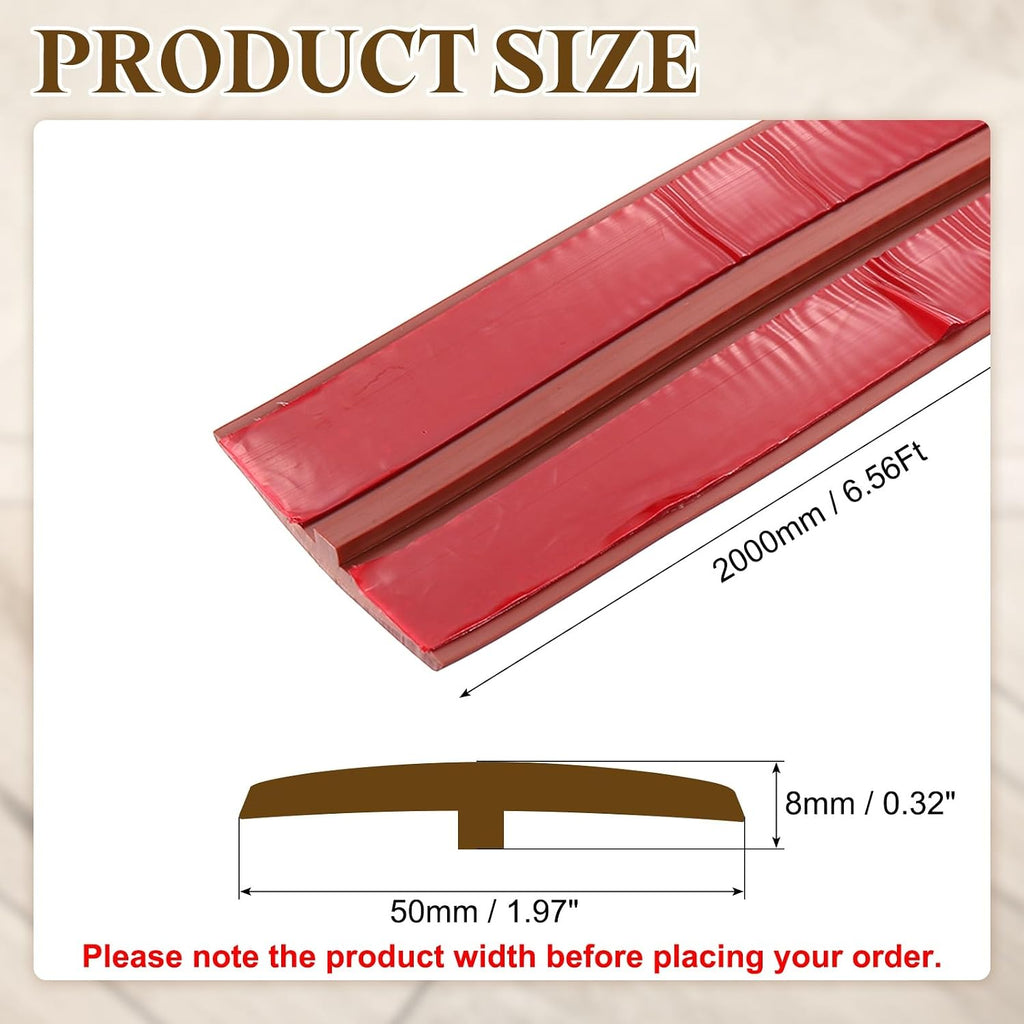 T-Molding Transition Strips, 6.56 ftx1.97" (LxW) PVC, Walnut