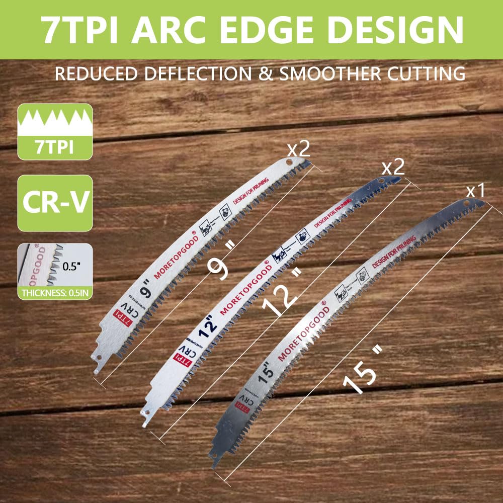 MORETOPGOOD 9"/12"/15" Arc Edge Reciprocating Saw Blade, 5 Pack