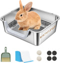Stainless Steel Rabbit Litter Box, M (15.5×11.6×5.9 in)