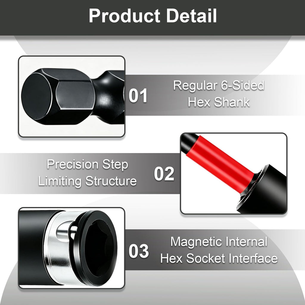 Magnetic Bit Holder 1/4" Hex Shank Quick-Change S2 Steel (3 inch)