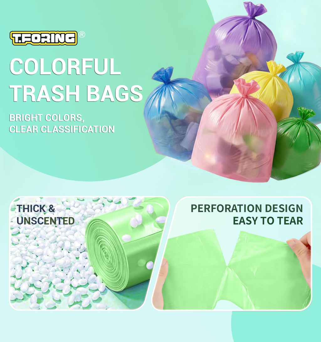Small 5 Gallon Trash Bags Unscented, 0.94 Mil, Green, 150 Count