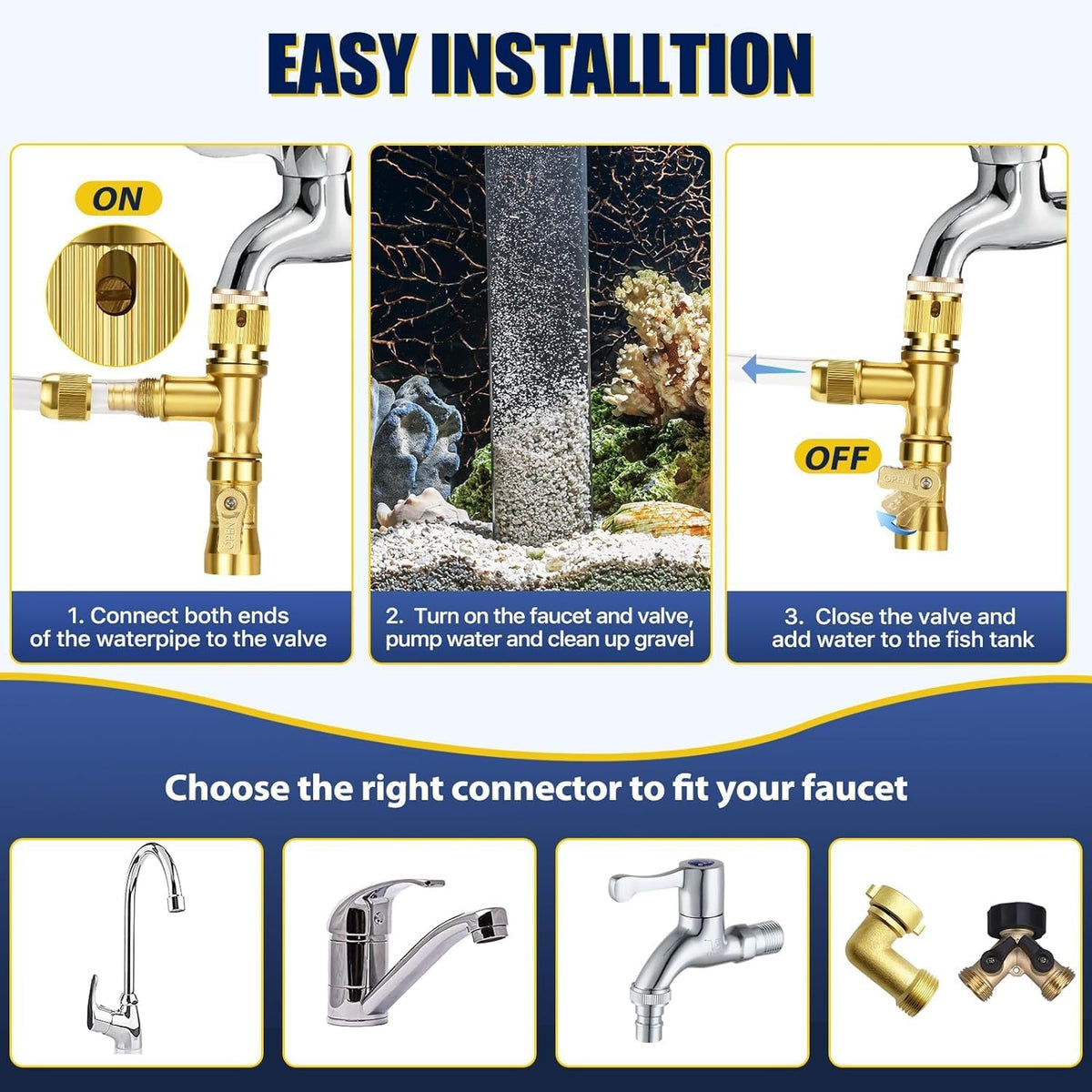 Gravel Vacuum for Aquarium Water Changer Fish Tank Cleaning Tools, Siphon Universal Quick Pump Aquarium Water