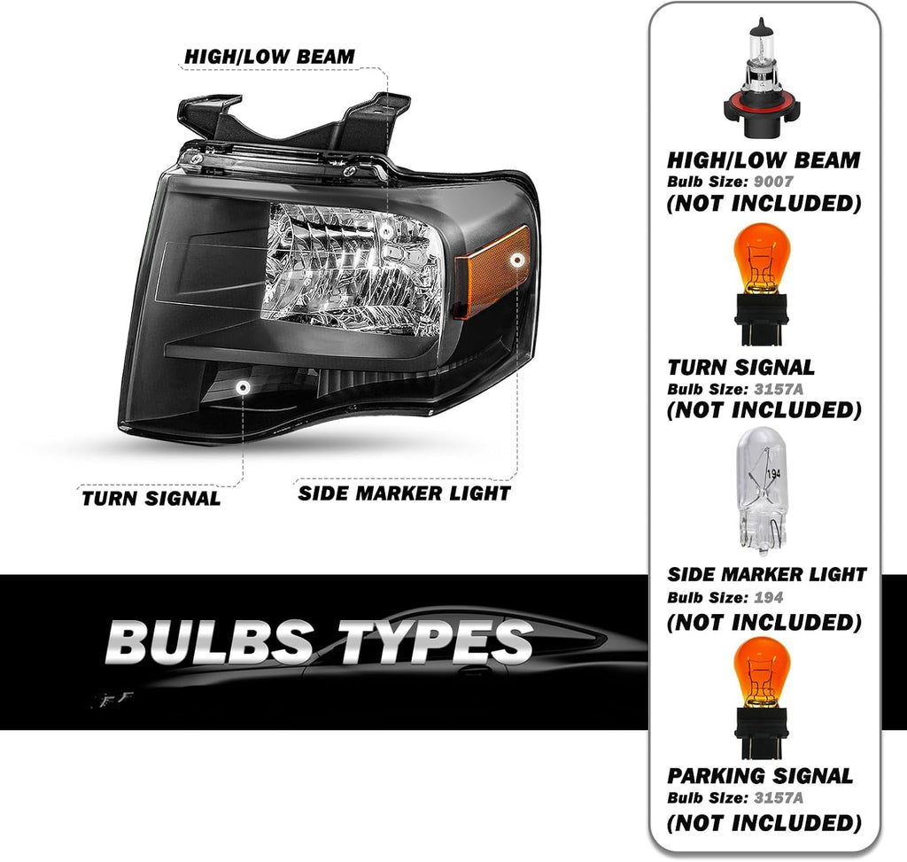 SOCKIR Headlight for 2007-2014 Ford Expedition Not Hybrid