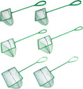 4in 5in 6in Aquarium Fish Net Green Fine Mesh Nylon Net Collection with 11" Long Handle Square Quick Catch Fish Net