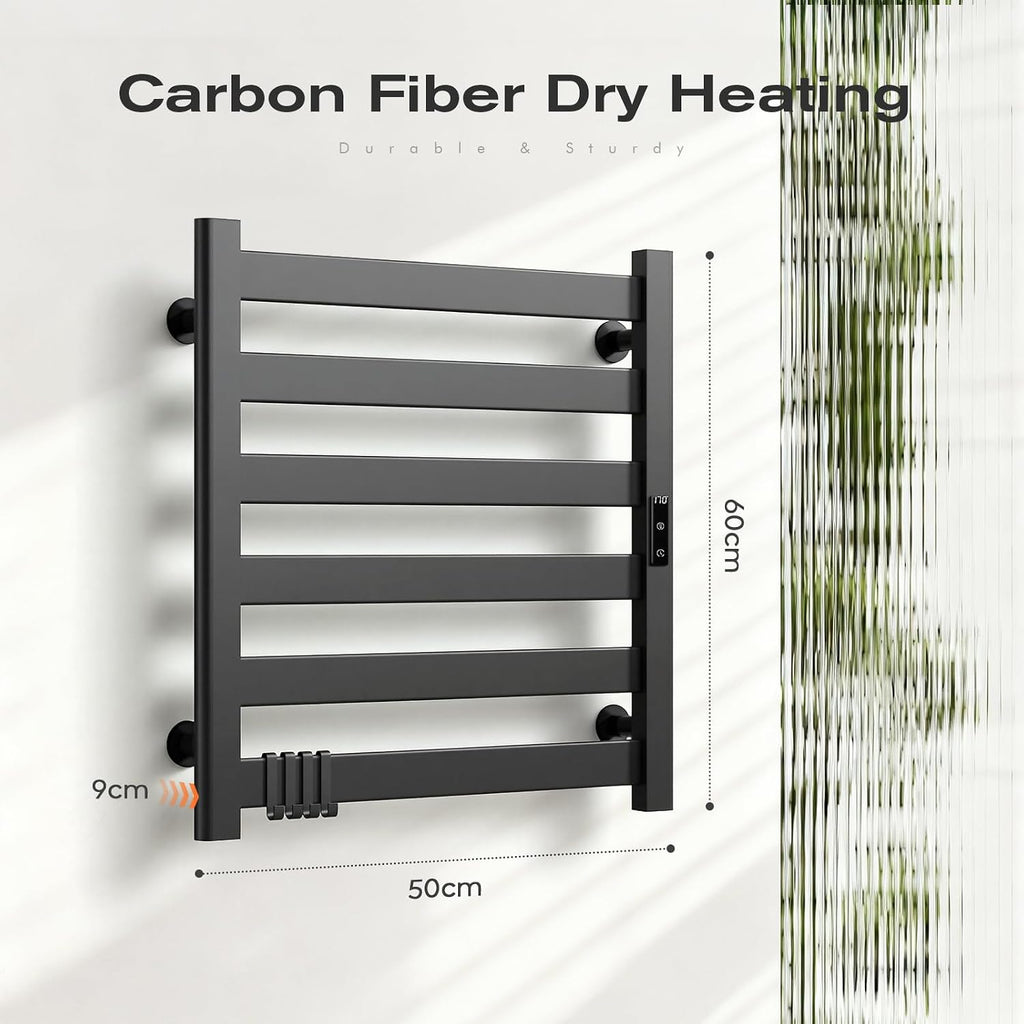 Heated Towel Rack for Bathroom - 6 Bars Towel Warmer Rack Wall Mounted with Intelligent Touch Screen Timer &