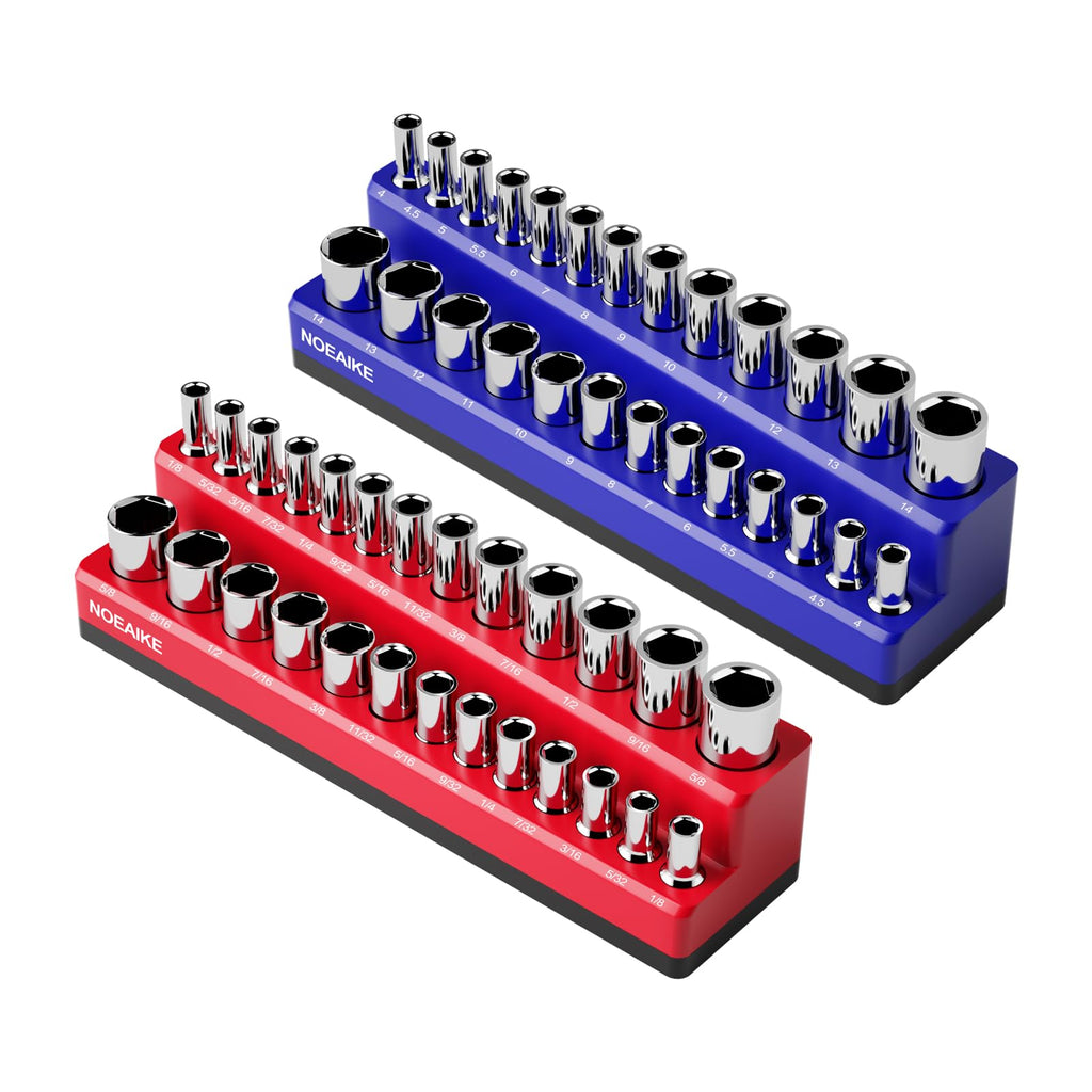 2-Pack 1/4 Inch Magnetic Socket Organizer Metric &SAE
