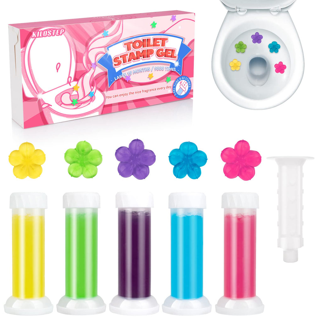 Toilet Gel, 60 Count 5 Kinds Of Scent Toilet Cleaner Bowl Gel Stamp Kit Air Freshener