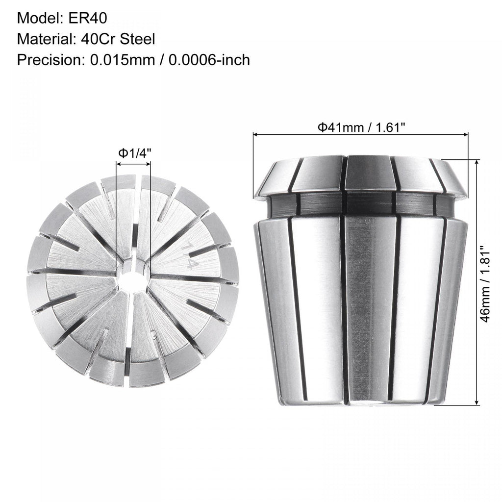 uxcell ER40 Spring Collet 1/4" Chuck for CNC Engraving Machine Lathe Milling Tool