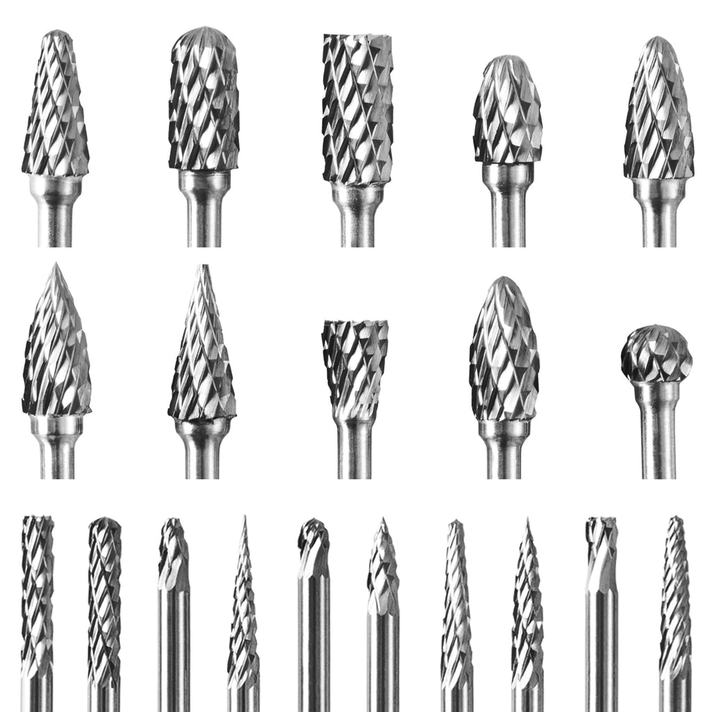 1/8"Shank Tungsten Carbide Burr Set,20PC Double Cut Die Grinder Rotary Tool