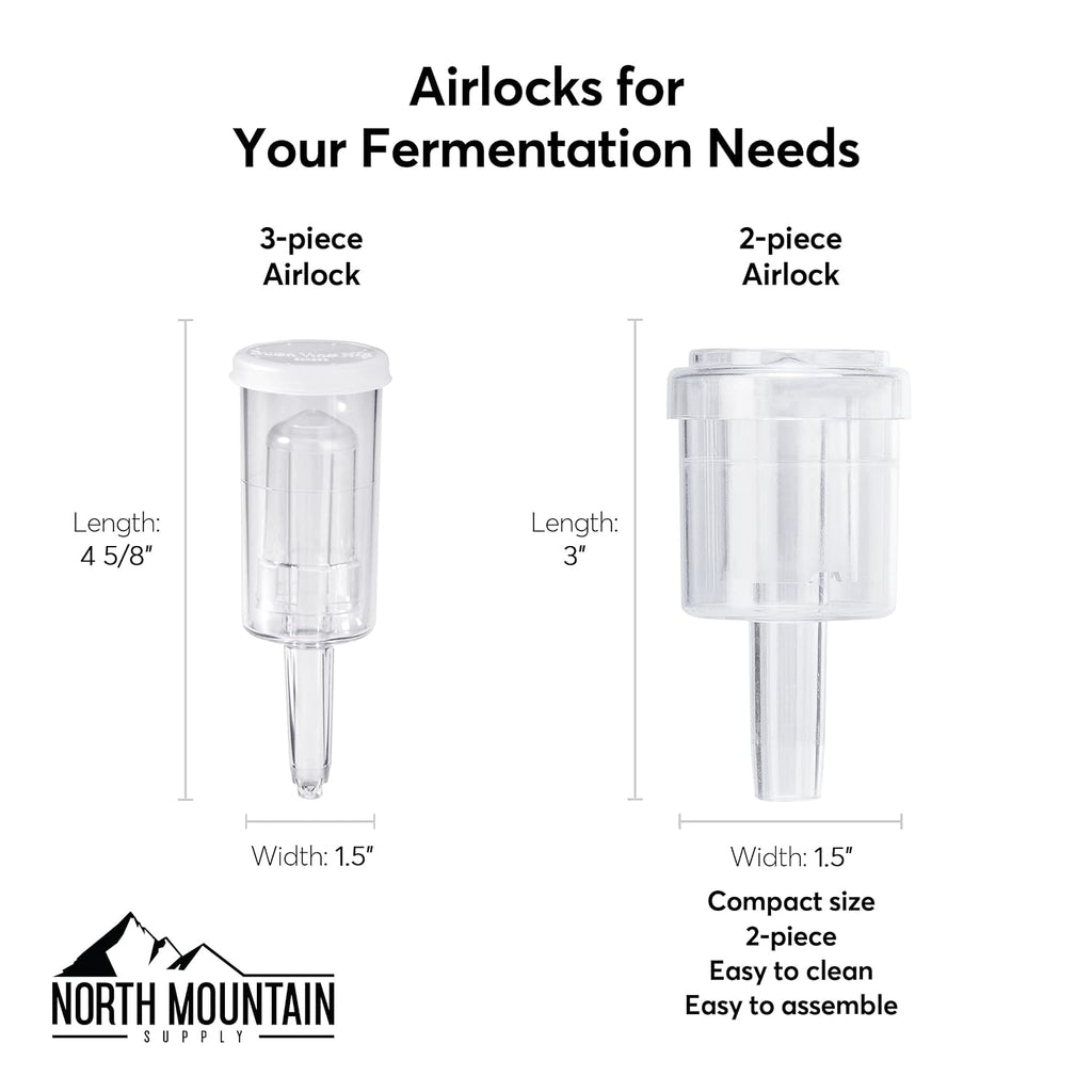 2-Piece Airlocks with #6.5 Rubber Stoppers for Fermentation - Airlocks for Wine Making, Brewing Beer, and Fermenting